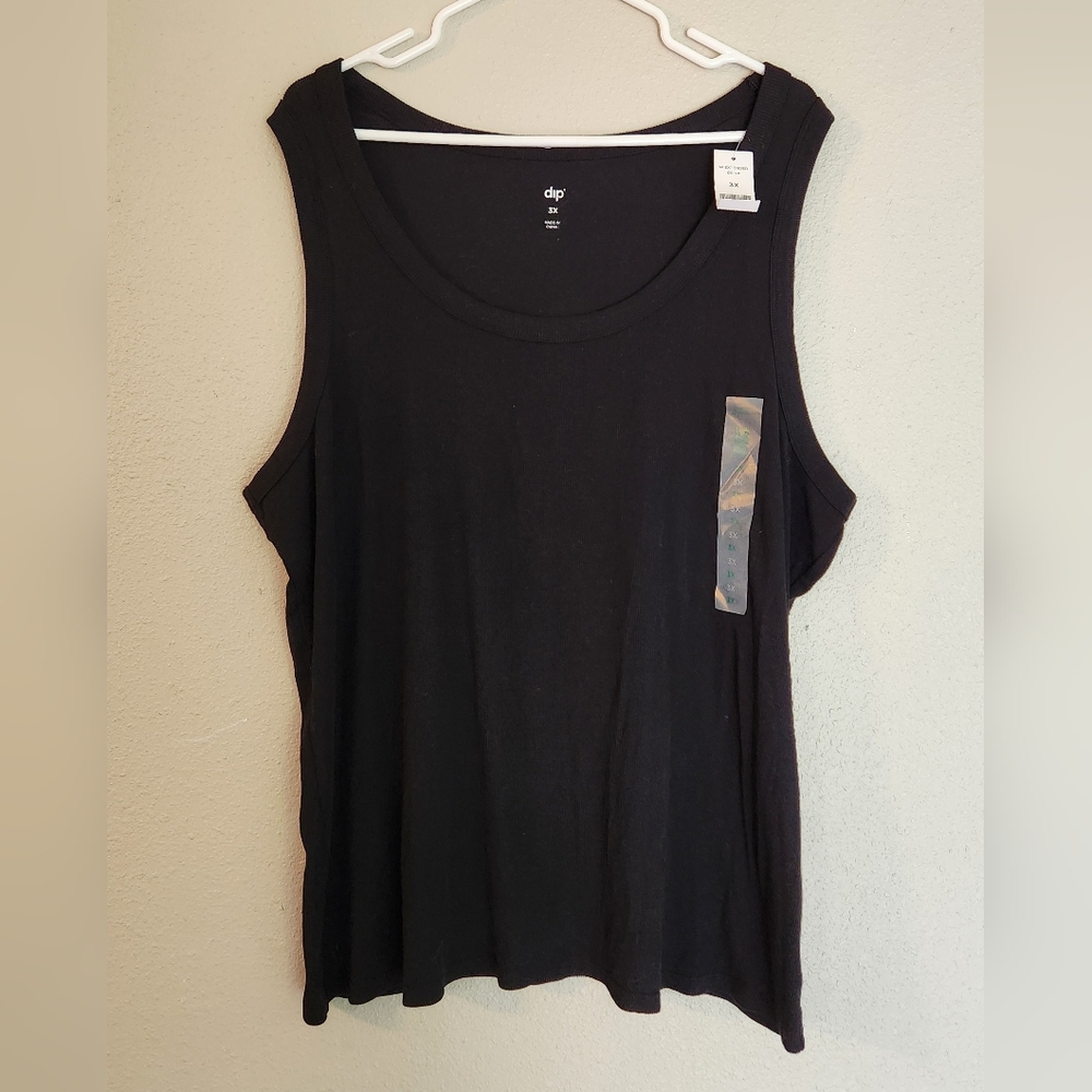 NWT Women's Black Ribbed Tanktop Size 3X Dip Brand